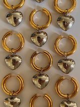 Two tone chunky heart hoops