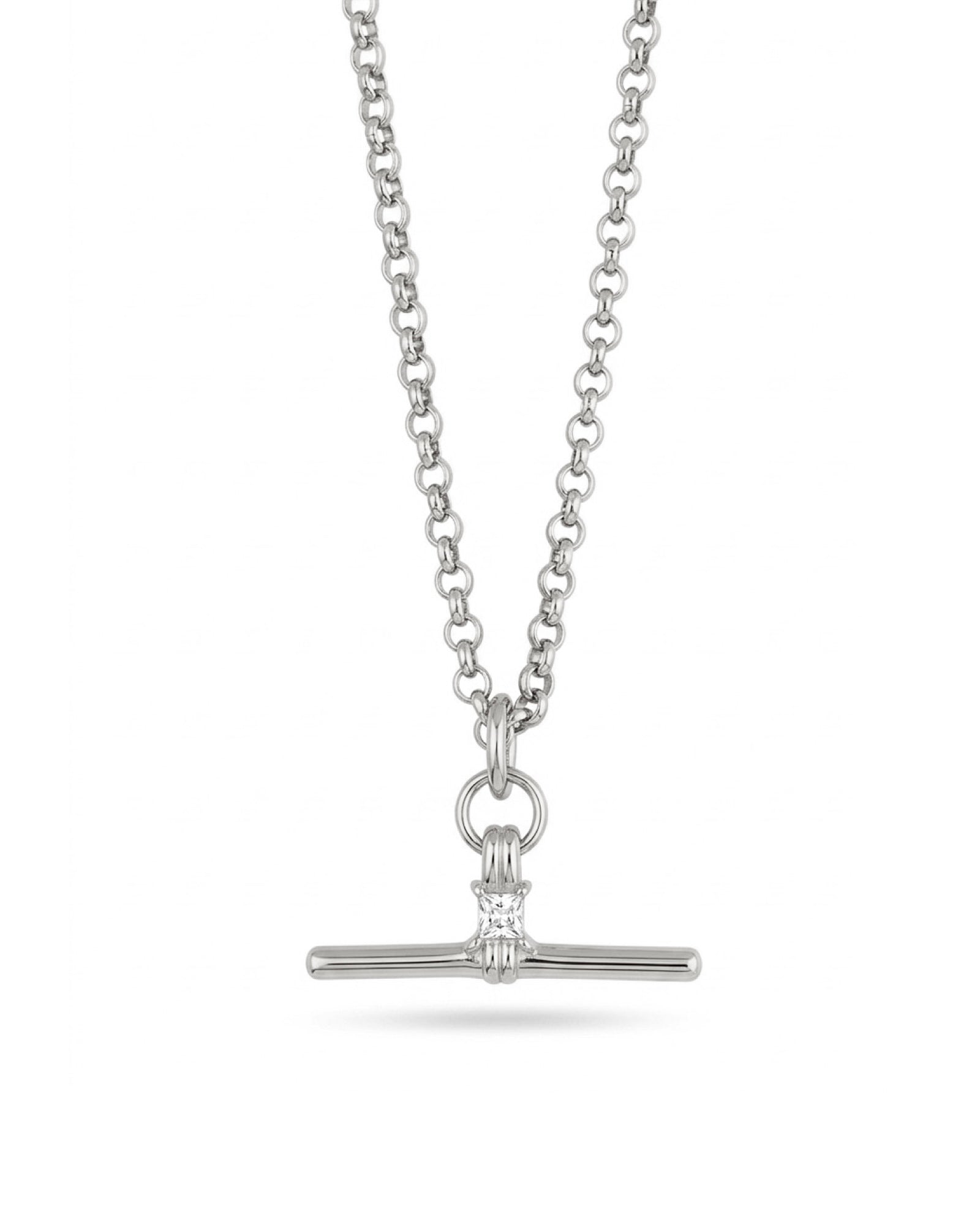 Diamanté T-Bar necklace silver - Neckontheline