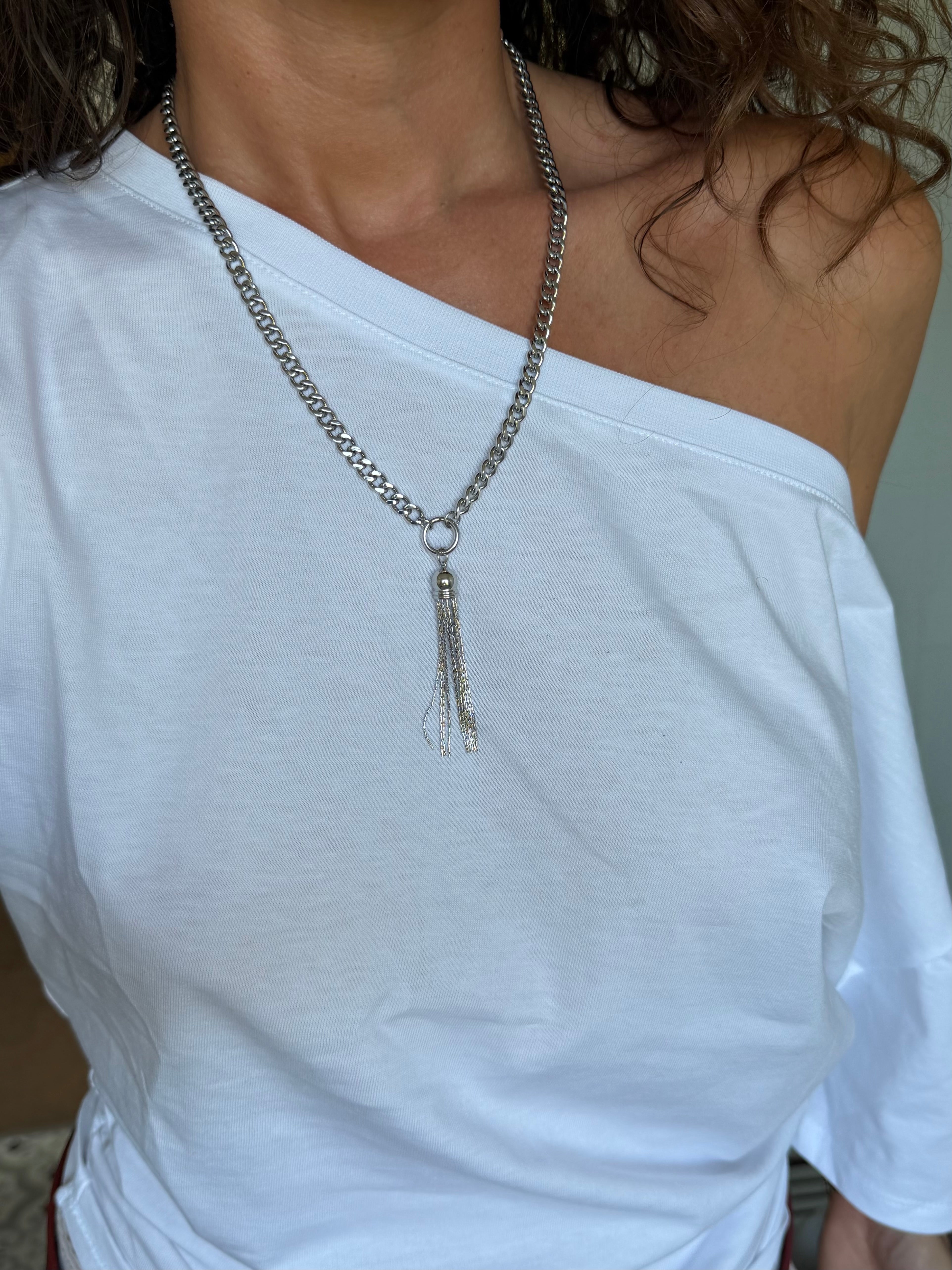 TASSEL necklace silver