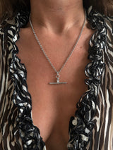 Diamanté T-Bar necklace silver - Neckontheline