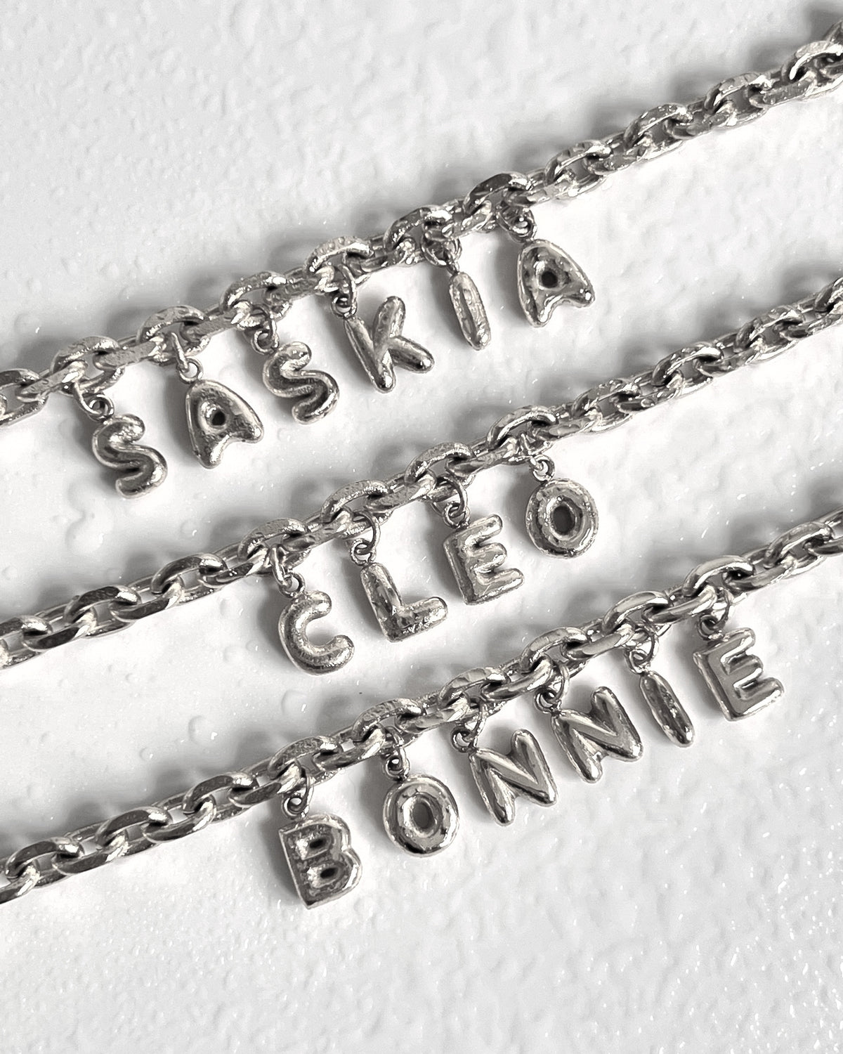 Silver Bubble Letter Name Necklace