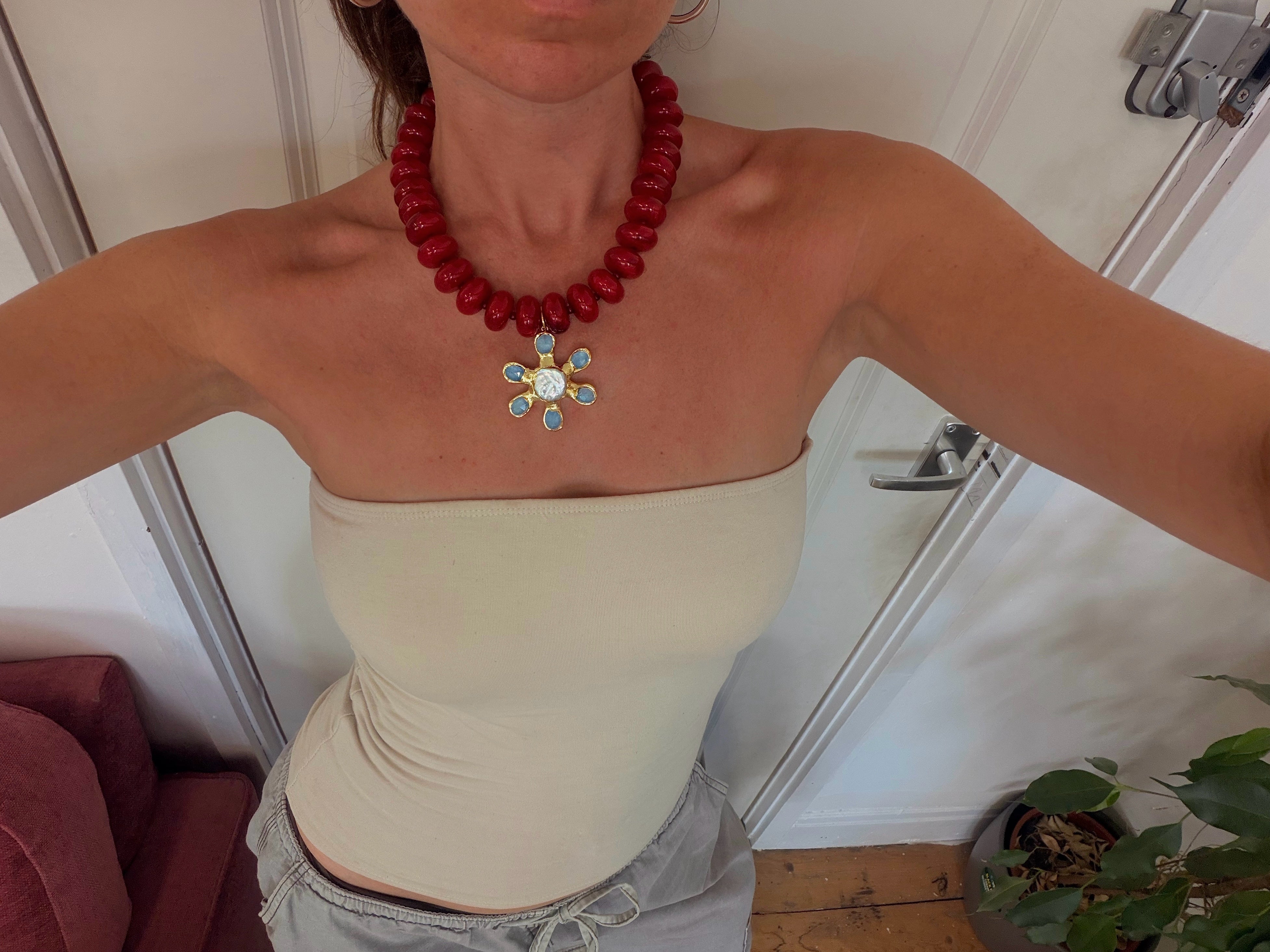 SIROCCO FLOWER necklace red