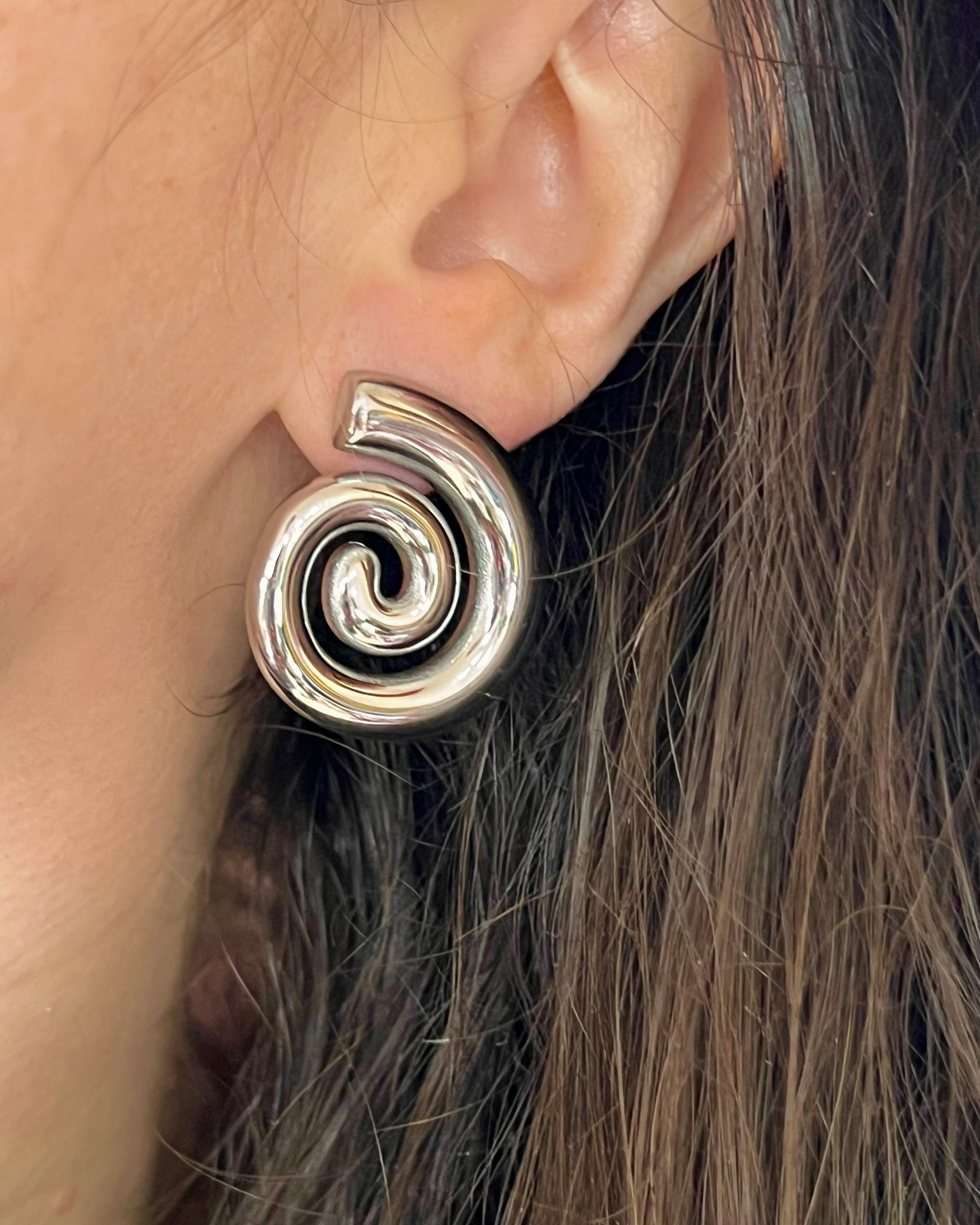 Silver Chunky Swirl Earrings (sale)