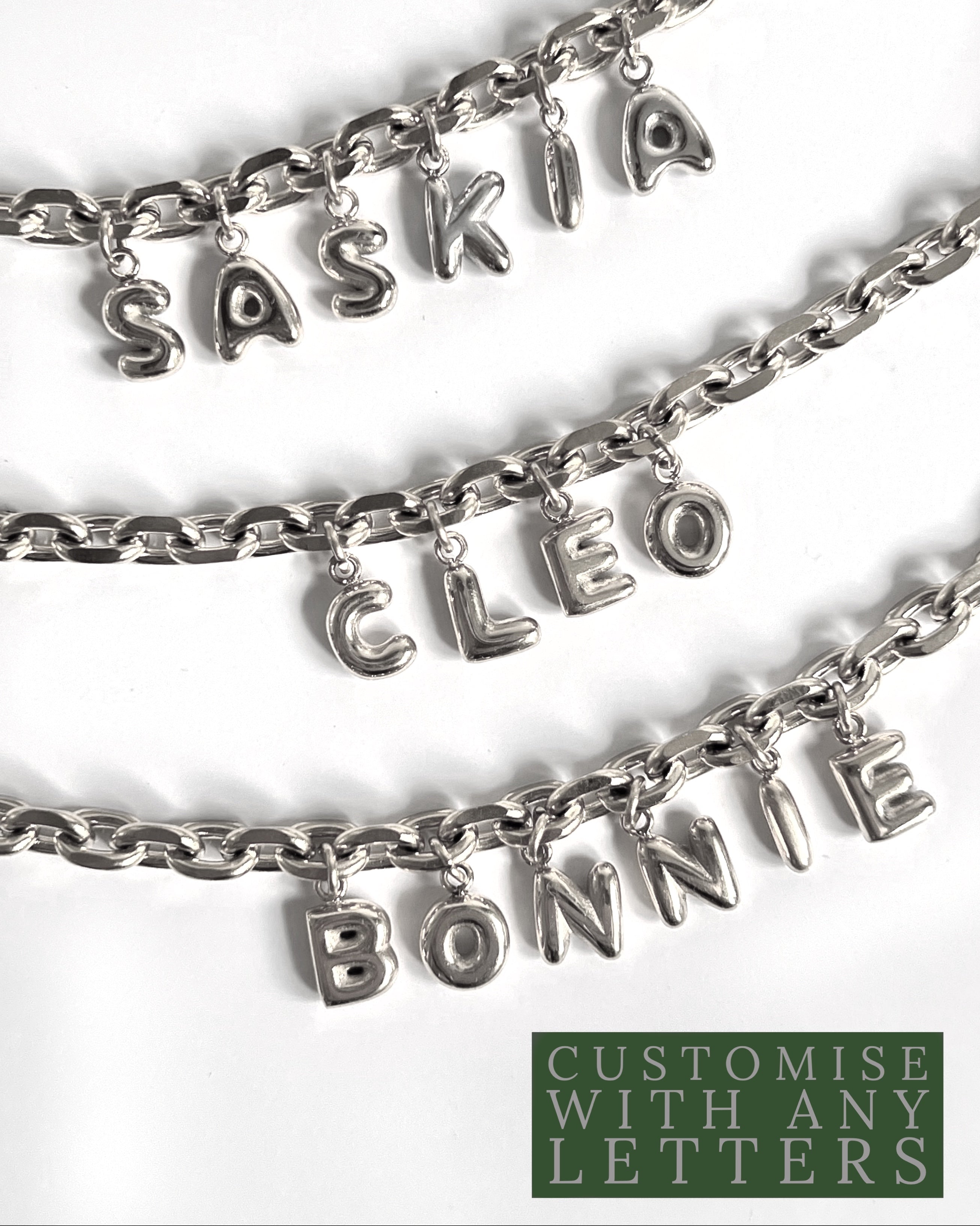 Silver Bubble Letter Name Necklace (sale)