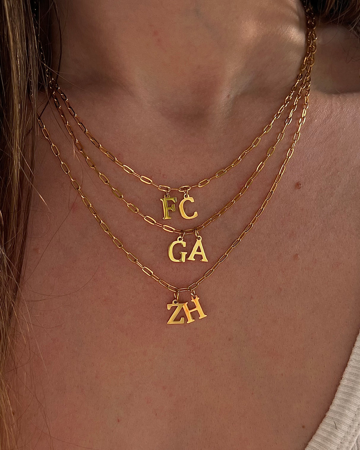 Double Initial Cable Necklace