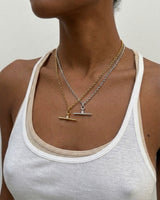 Diamanté T-Bar necklace silver - Neckontheline