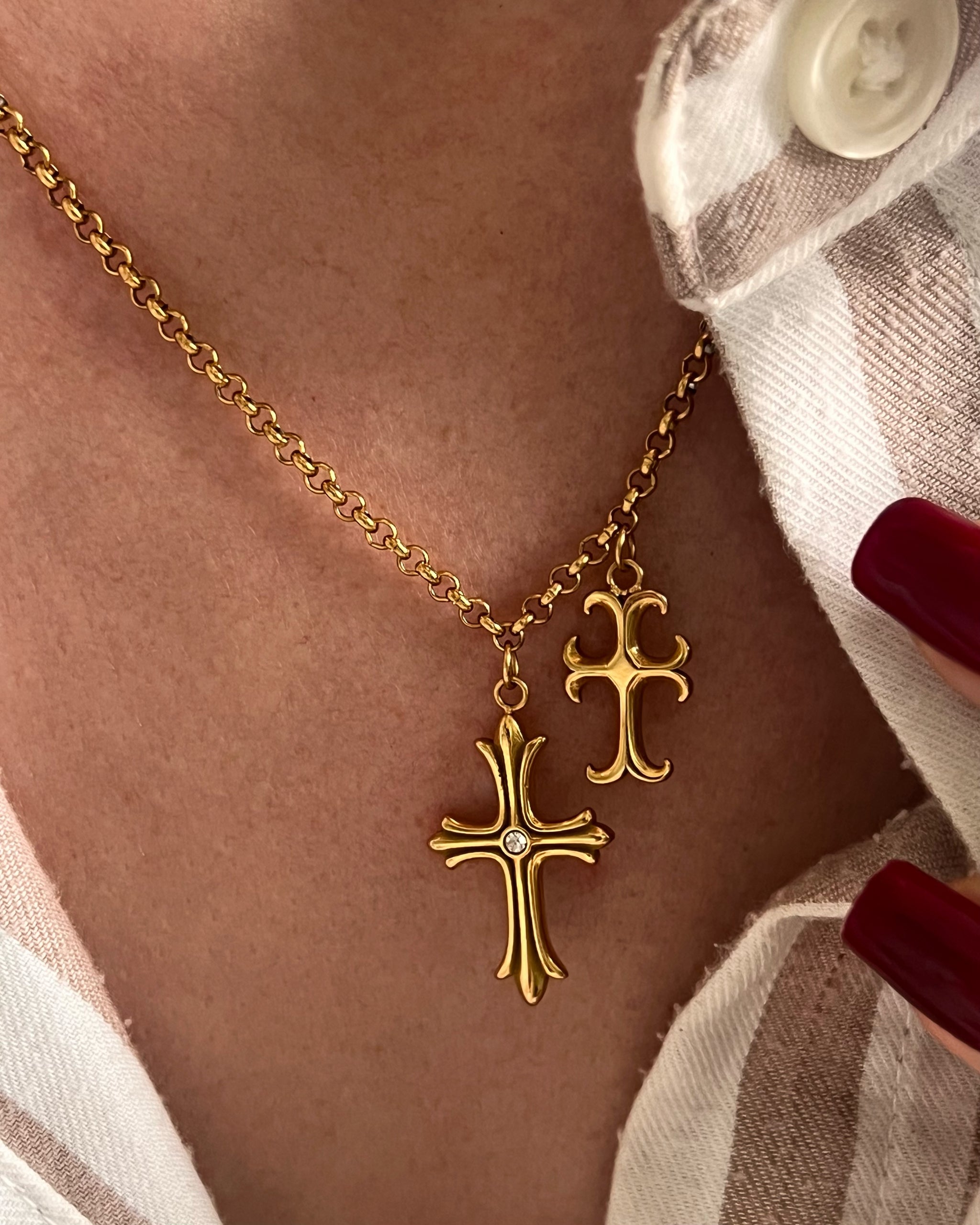 LANA Double-Strand Cross Necklace | Neiman Marcus