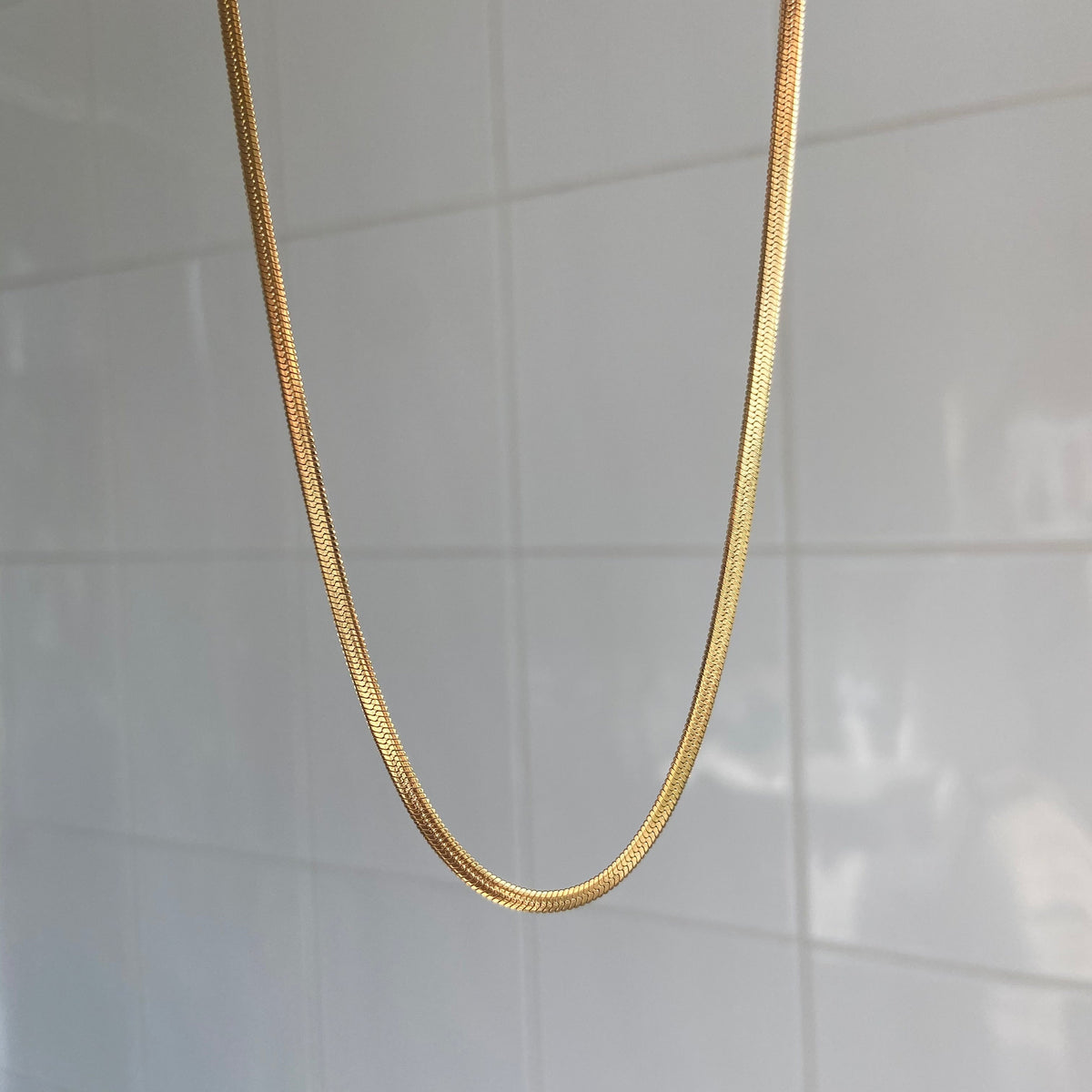 Gold flat snake chain 3mm