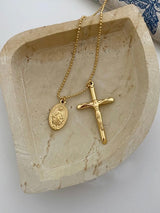 Cross + Medallion necklace